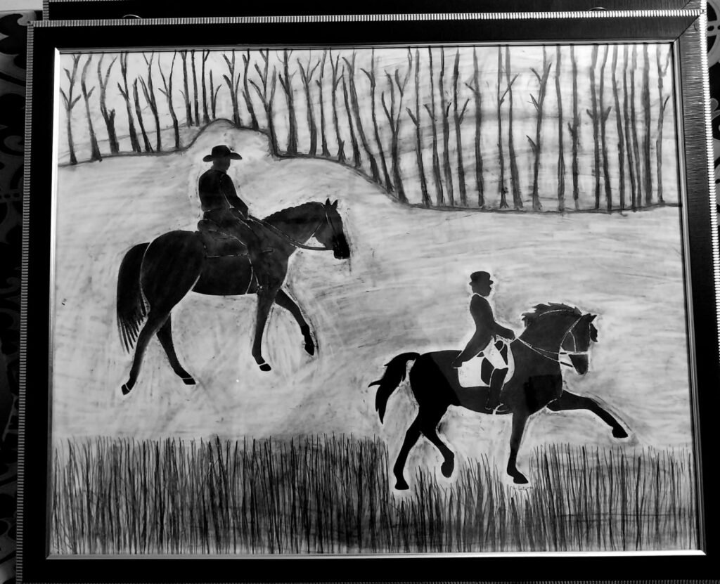 horses charcoal medium size 24x28