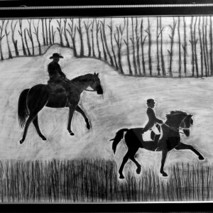 horses charcoal medium size 24x28